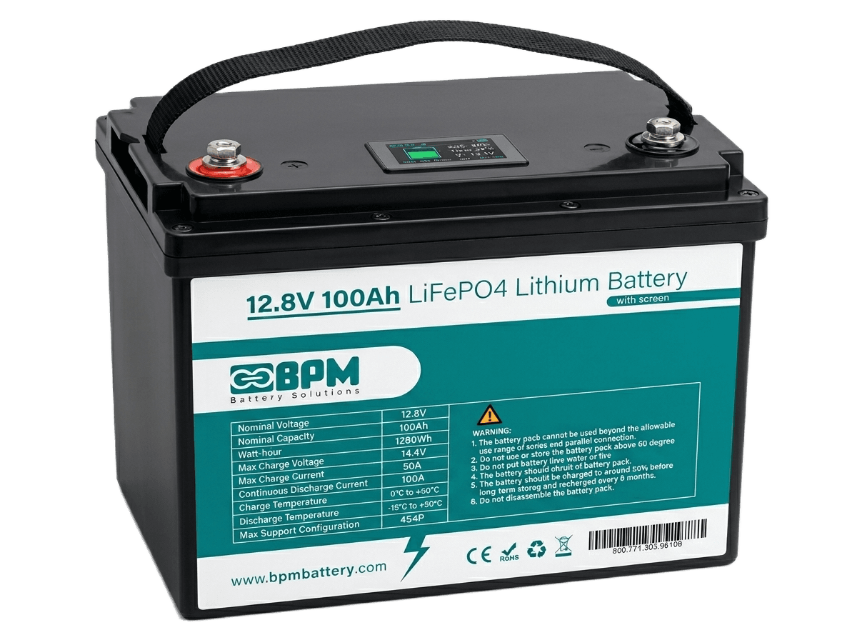 BPM 12.8V 100Ah LiFePO4 Lithium Battery with Display