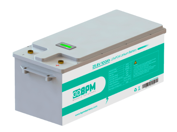 BPM 25.6V 100Ah LiFePO4 Lithium Battery - Bluetooth and Display